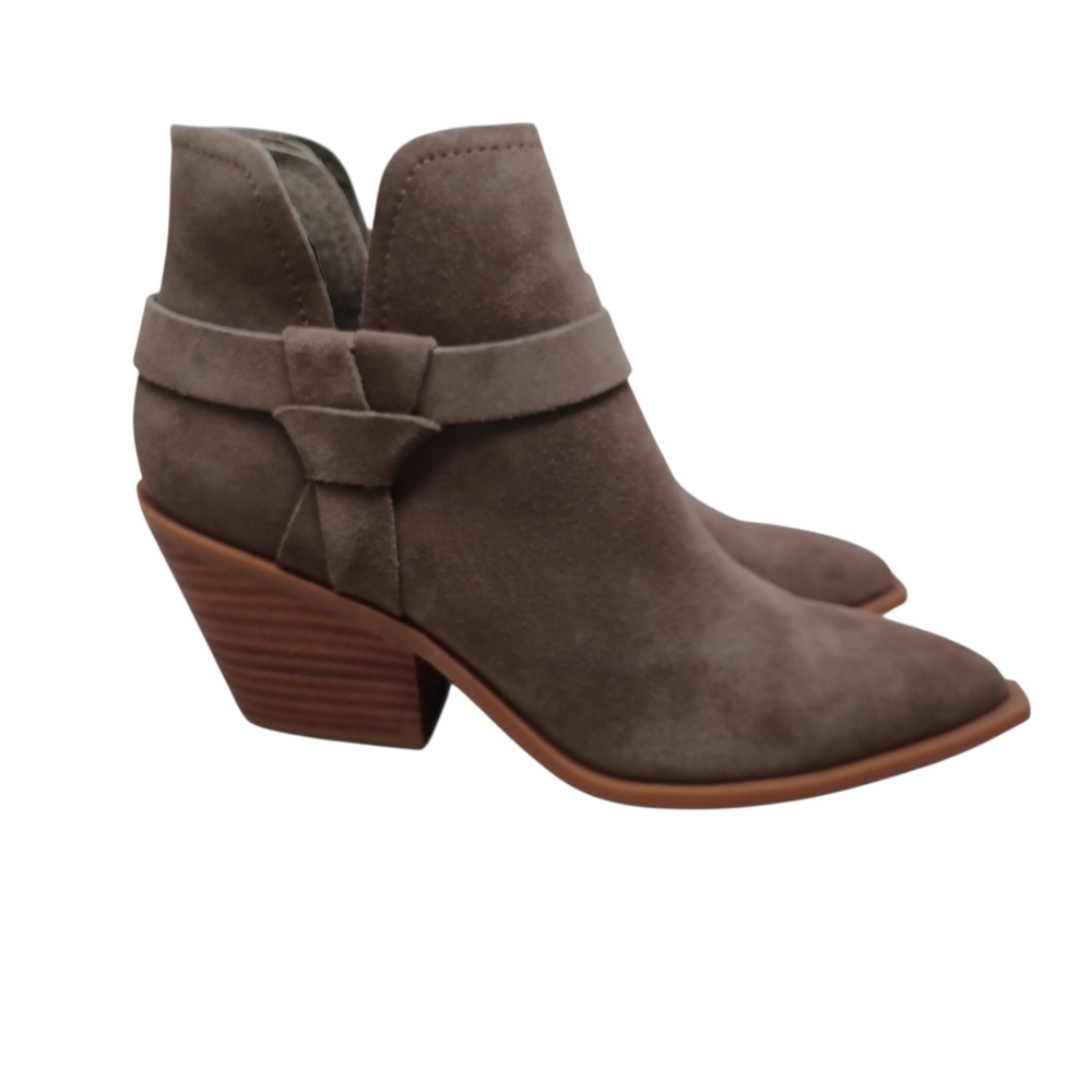 Dolce Vita Suede Ankle Boots Taupe Block Heel Pointed Toe Women's US‎ 6.5